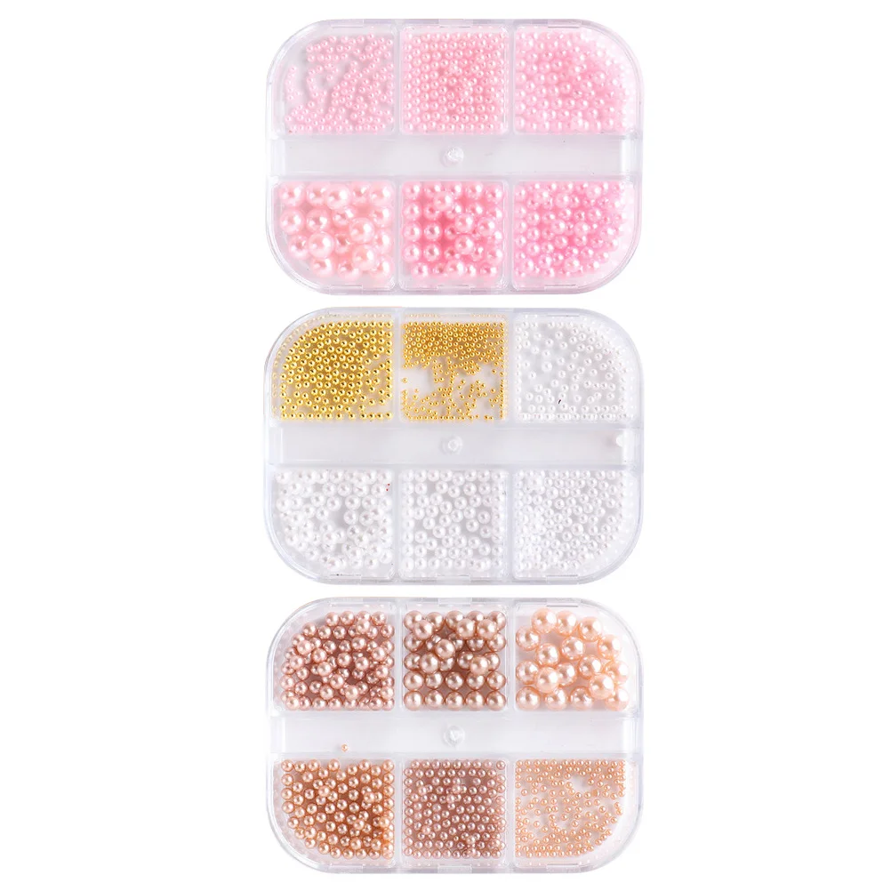 

3 Boxes Nail Art DIY Beads Manicure Tools Pearl Designed Manicure Supplies