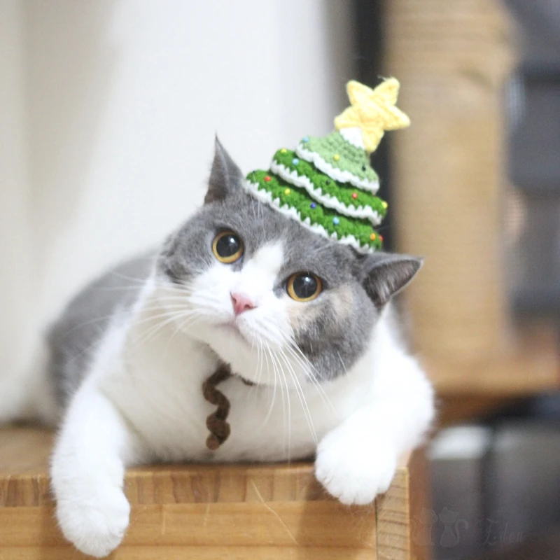 

MPK Cat Handmade Christmas Tree Hat Cute Disguise Headdress Christmas Photo Accessories Props Dress Up New Products