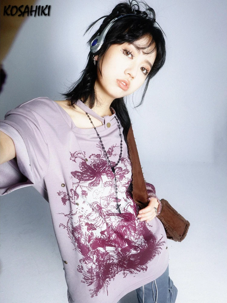 Женская футболка с принтом koshiki Y2k уличная в японском стиле Харадзюку круглым