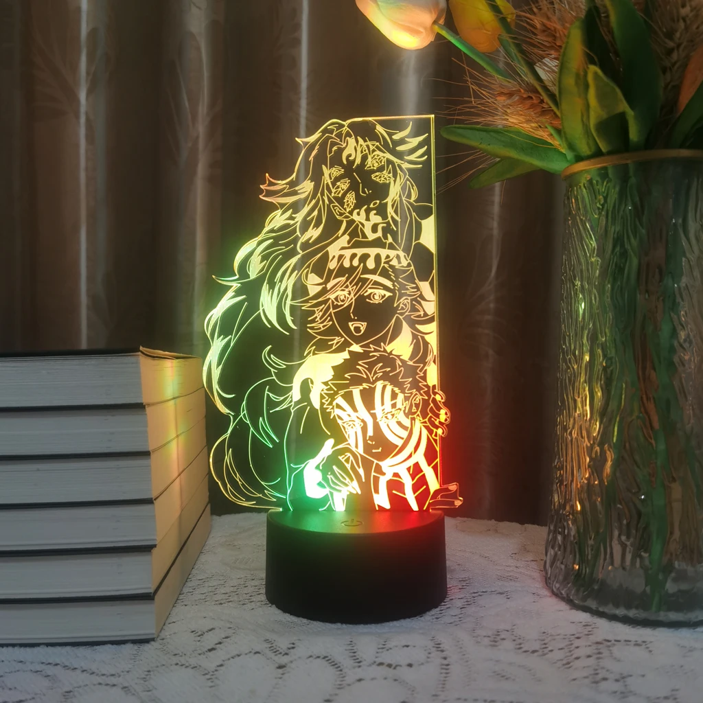 

Аниме 3D Светодиодная лампа, рассекающий демонов, кокусов, Douma Akaza, манга, ночник, Декор для дома Kimetsu No Yaiba, Детский Рождественский подарок с иллюзией