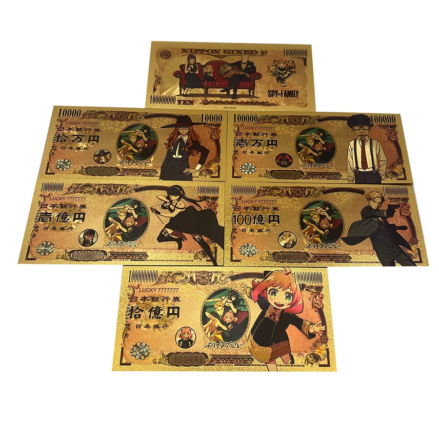 

Japanese Anime SPY x FAMILY Loyor Anya Yor Figure Action Gold banknote Collection gold ticket Momery Souvenir Cards Collection