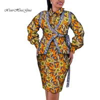 robe africaine femme 2022 long sleeve dashiki maxi dress with vest 2pcs women suits african print clothing bazin rich wy10017