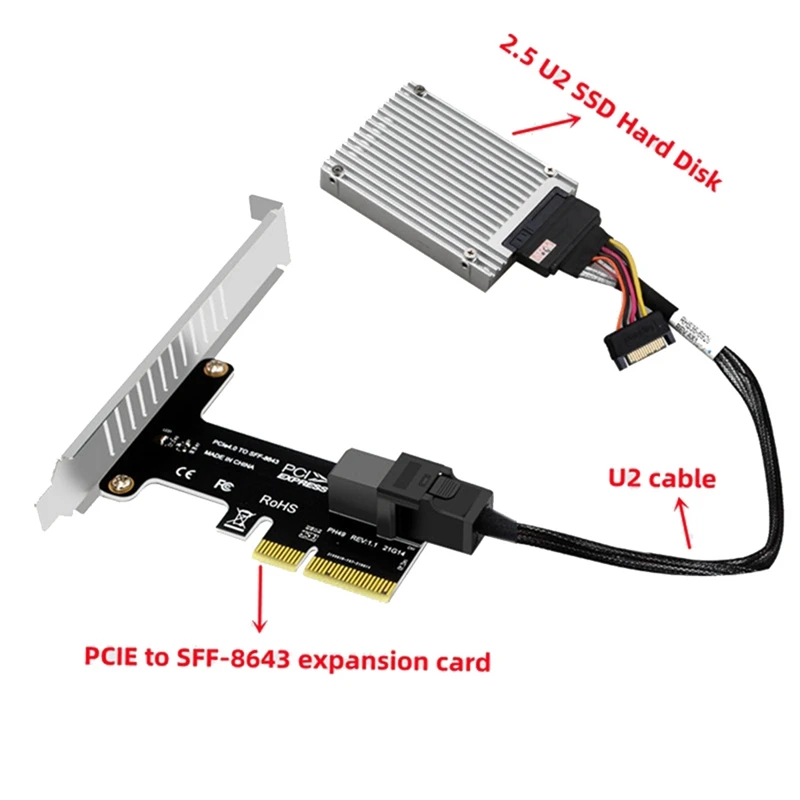 Пластиковая карта расширения Pcie Riser Card U.2-Портовая для конвертера Nvme SSD Карта