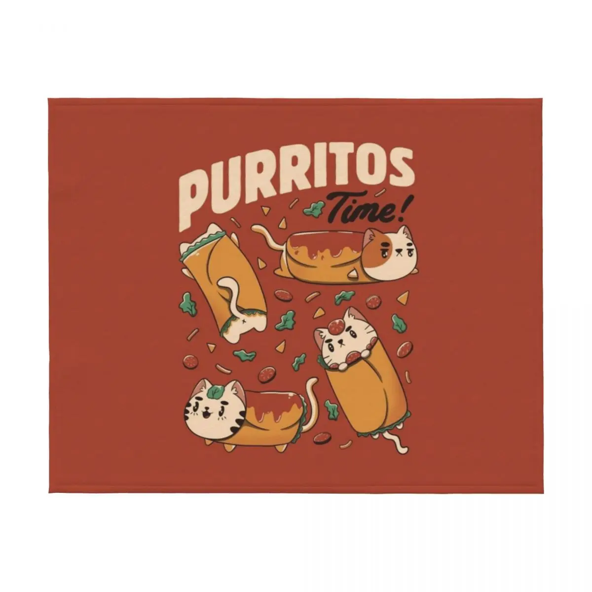 Фото Purritos Time Burrito Cat Забавная мексиканская еда от Tobe Fonseca Плед Одеяло Retros Фланелевая ткань Плед Плюшевые одеяла №2