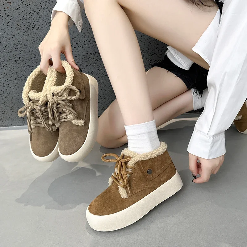 Женские зимние ботинки CICIYANG из натуральной кожи новинка зимы 2024 пушистые теплые