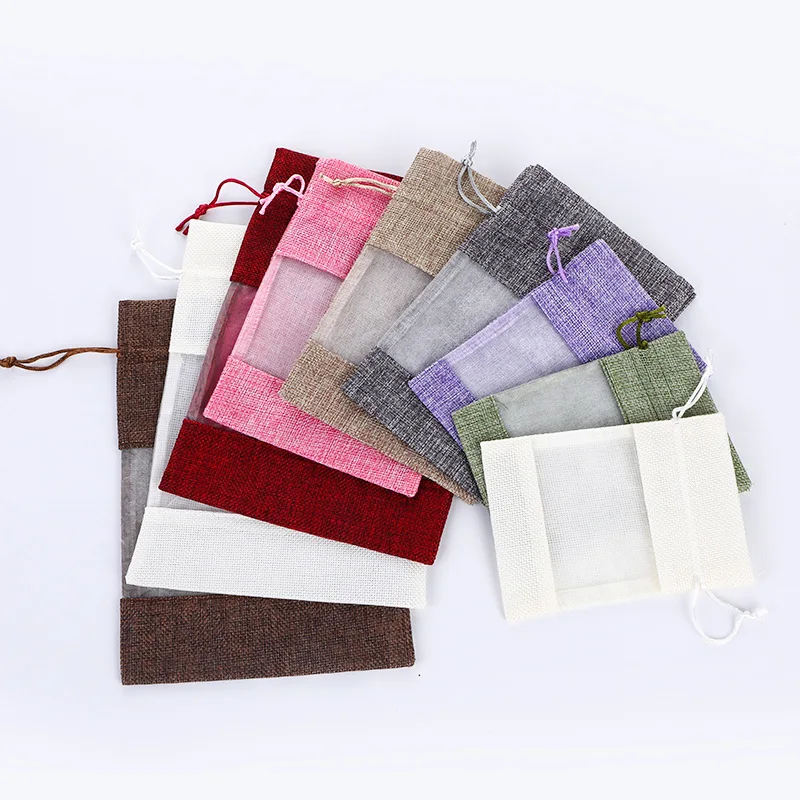 

20pcs Natural Linen Burlap Bag Jute Gift Bag Drawstring Gift Bags Gift Packaging Party Favor Candy Dragee Wrapping Gift Bags