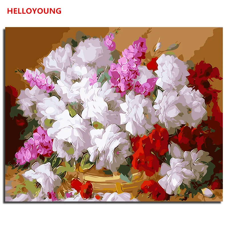 

HELLOYOUNG Handpainted Oil Painting Gardenia Bloom Digital Painting by numbers oil paintings chinese scroll paintings Home Decor