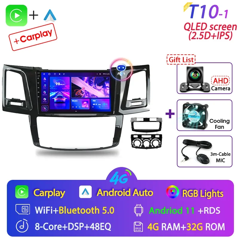 

Srnubi 2Din Android 11,0 автомобильное радио для Toyota Fortuner 1 Hilux Revo Vigo 2005-2015 мультимедийный плеер 4G Carplay автомобильное головное устройство