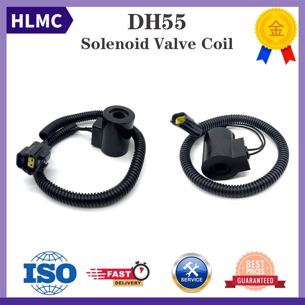 DH55 DH60 DC12V большой штекер и маленький штекер, запчасти для экскаватора, катушки соленоидного клапана, внутренняя высота 13 мм, 38 мм