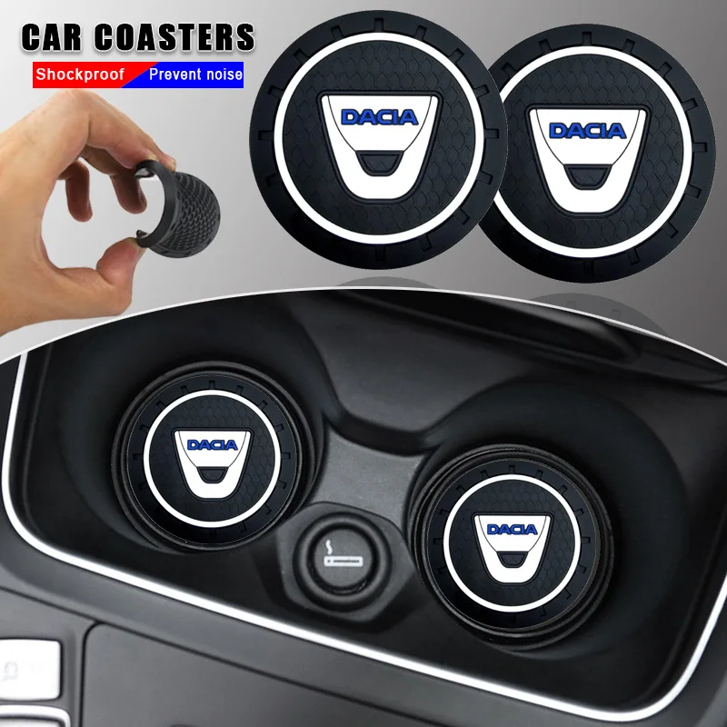 

Car Coasters PVC Anti Slip Coasters Cup Holder Insert for Dacia Duster Dokker Sandero Stepway 2021 Dokker MCV 2019 Accessories