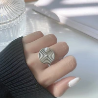 punk gothic gold silver color open rings for women fashion simple circle spiral wave geometric pearl finger rings party jewelry