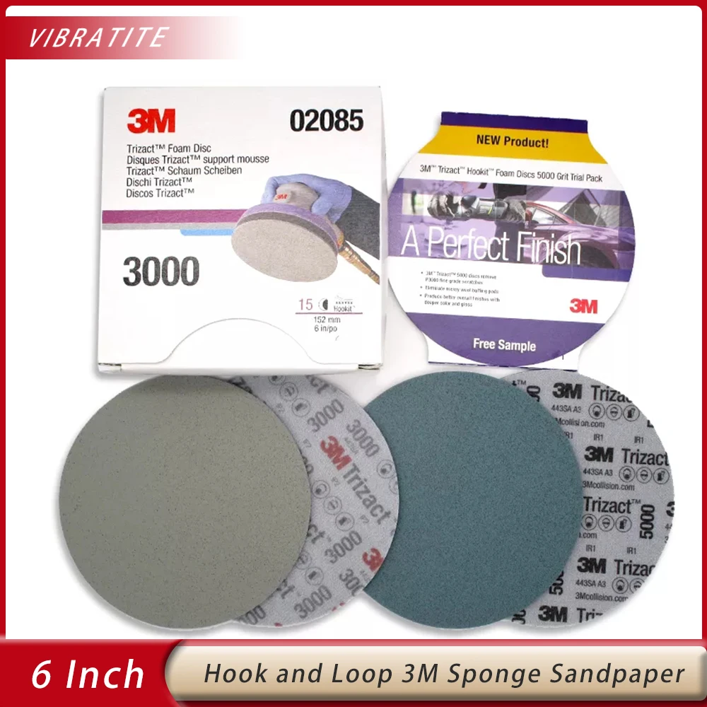 6 Inch 152mm Trizact Hookit Flocking Sponge 3MSanding Disc S