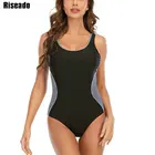 Riseado, спортивный купальник, цельный, женский купальник, новинка 2022, боди со спинкой-борцовкой, лоскутный купальник, женский, цельный, пляжная одежда