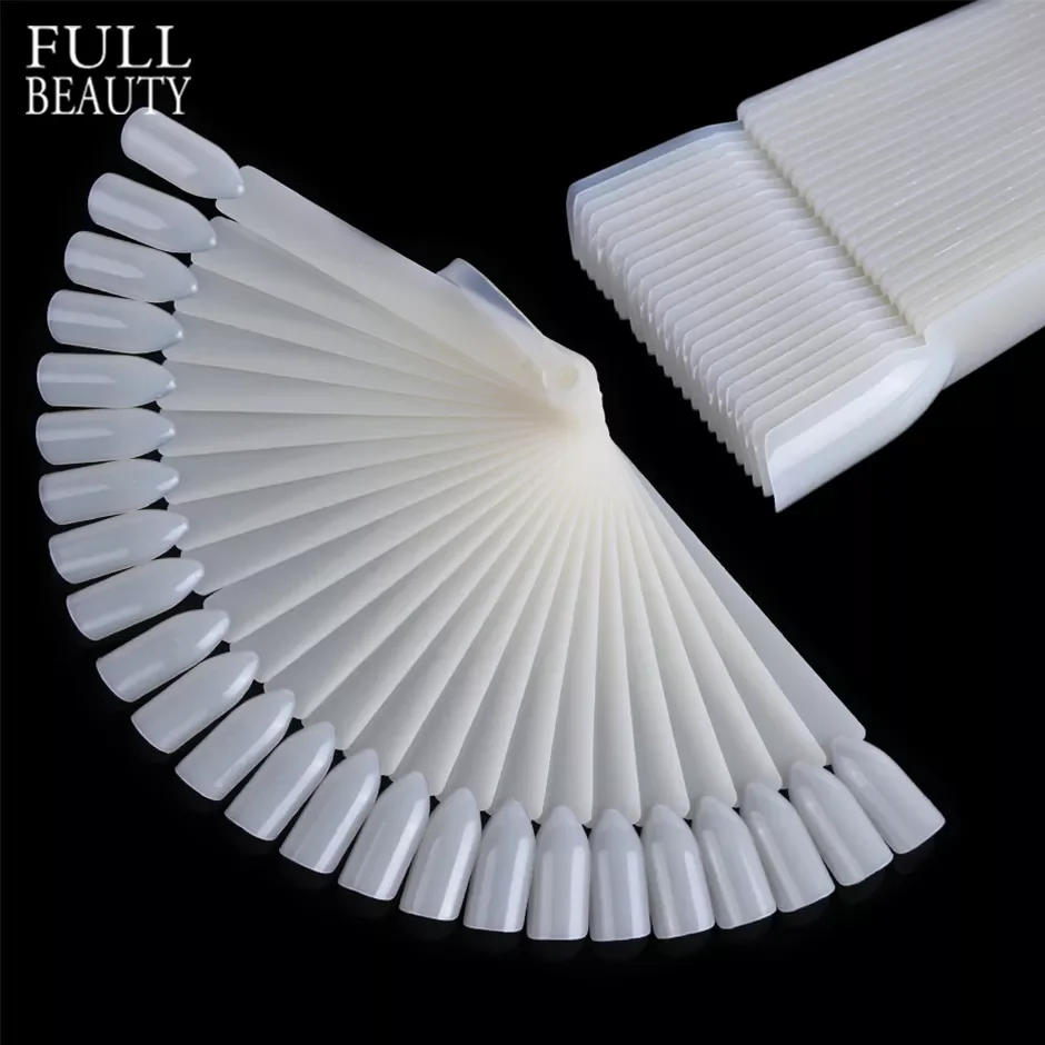 

24pcs Natural Clear False Nails Display Fan Practise Card UV Acrylic Polish Fake Nail Tips Nail Design Manicure Tools CHNAO012