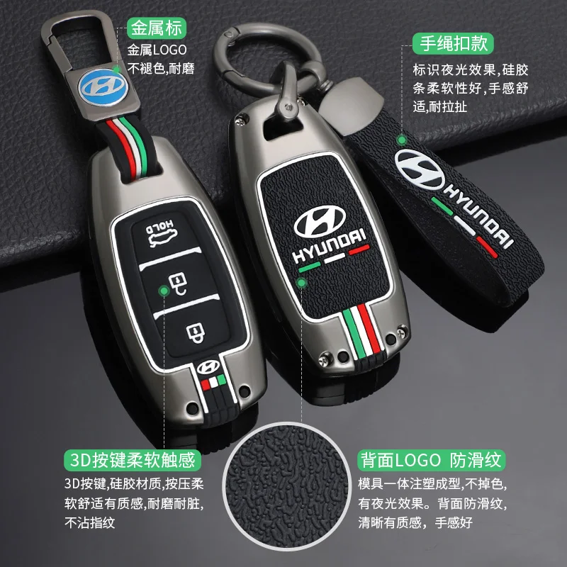 

Car Luminous Key Case Cover For Hyundai I30 Ix25 Elantra KONA Solaris Azera Grandeur LG TM Accent Santa Fe Palisade Accessories