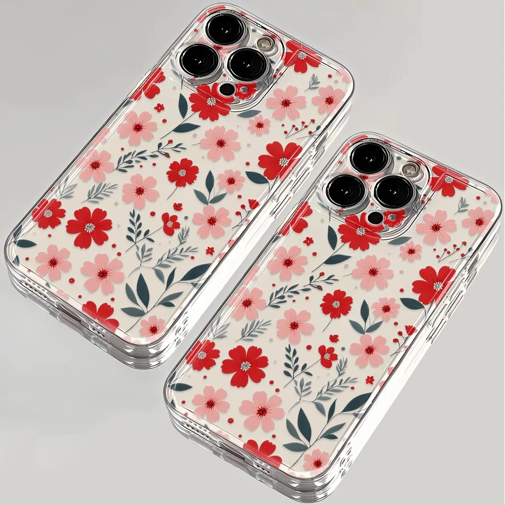 Фото Чехол из ТПУ с розовым персиковым цветком Claer для iPhone 16 16E 15 14 Plus 11 12 13 Mini Pro Max SE2 X XR XS Max 7 8 Plus SE 2020 Cover №4