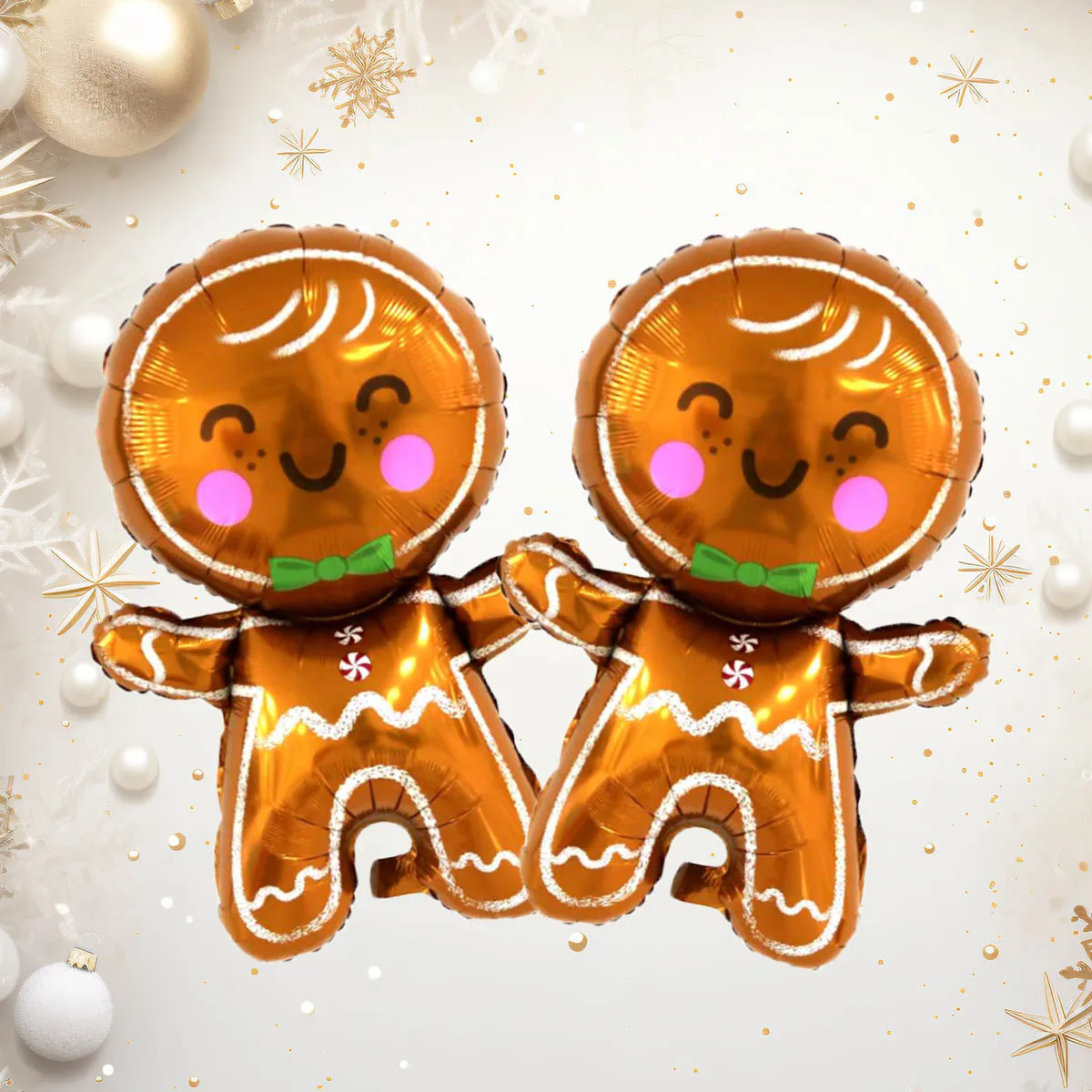 2 шт. новогодние фольгированные шары с имбирным человеком