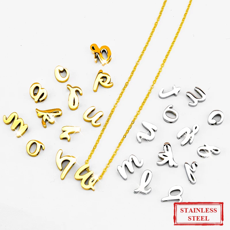 

A-Z 26 English Letter Alphabet Charm Bead Stainless Steel Original Pandora Bracelets Charms Name Beads For Women DIY Pendants