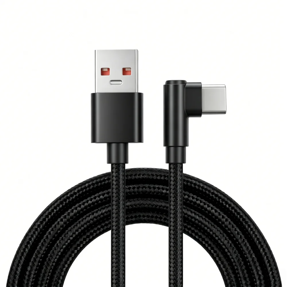 Фото Кабель USB A - Type C с угловым разъемом 90 градусов, 0.25м/0.5м/1м/2м, 4A, быстрая зарядка, PD, для iPhone, Samsung, Huawei, Xiaomi, Macbook №2
