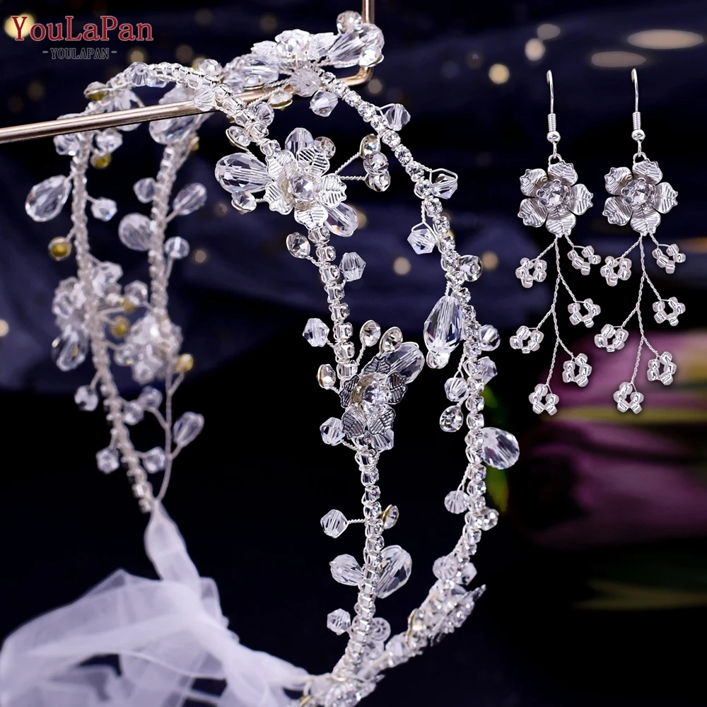 

YouLaPan HP340 Crystal Bride Headband for Wedding Hair Accessories Alloy Flower Woman Headpiece Bridal Hair Vine Head Jewelry