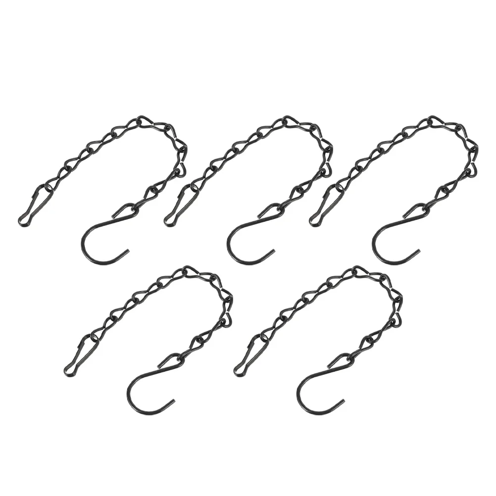 

5 Pcs Flower Basket Bird Cage Chain Hangers Ornament Plants Outdoor Feeder Hanging Lantern Iron Hook