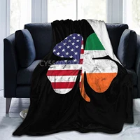 irish american flag shamrock super soft microfleece blanket sofa flannel blanket bedding