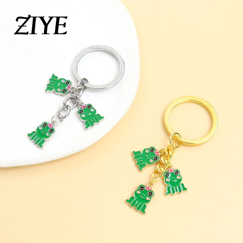 

Cute Enamel Keychains Green Frog Keyrings Trend Cartoon Animal Drip Oil Key Chains for Teens Child Schoolbag Purse Jewelry Gifts