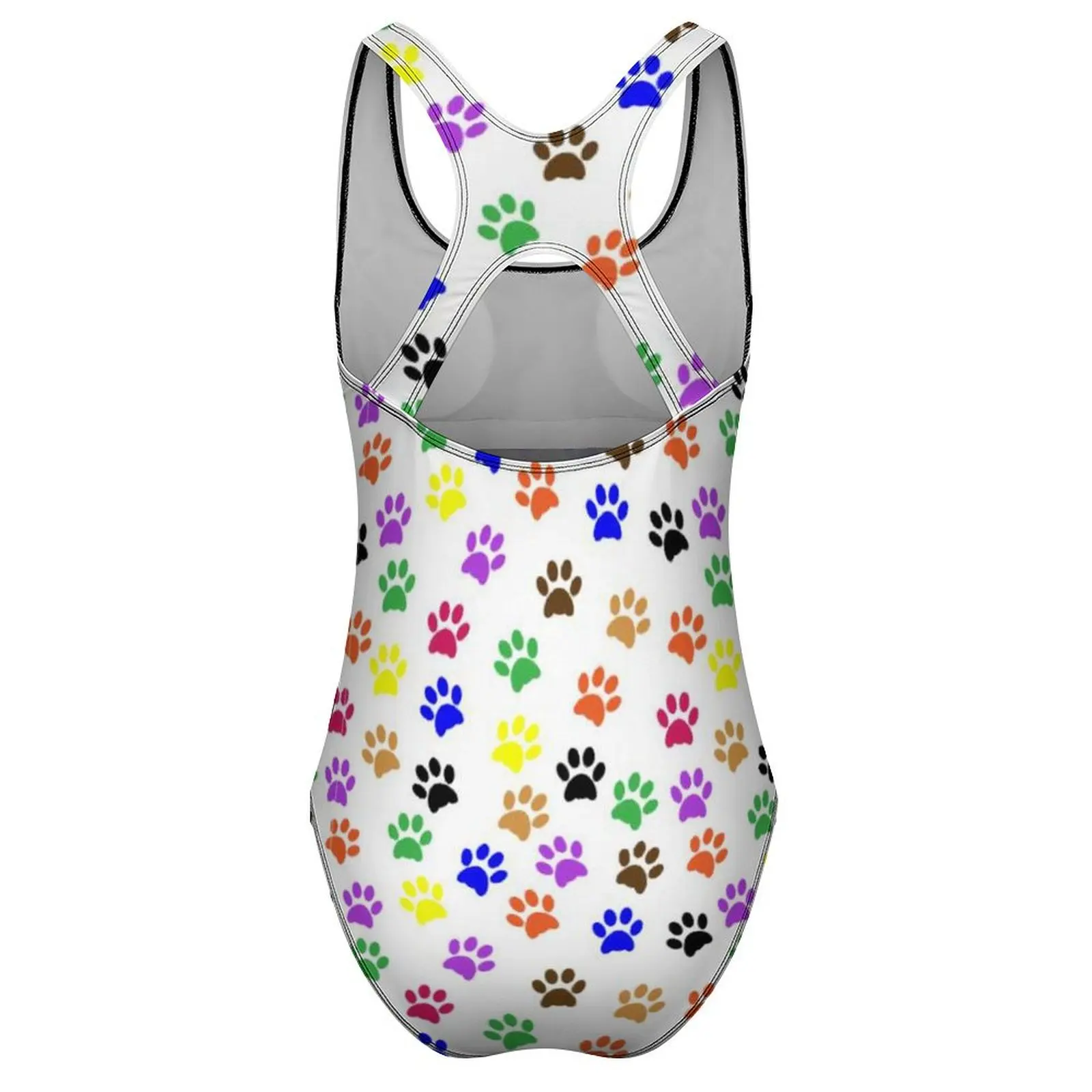 Dog Pow Art Купальник Красочные отпечатки лапши Цельный купальник Модные купальные