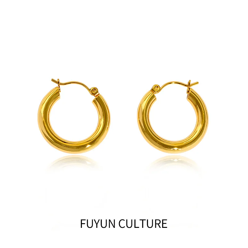 

18K Gold European Metal Wind Minimalist Bohemian Round Ear Buckle for Women Punk Unisex Rock Hoop Earring Jewelry Accessories