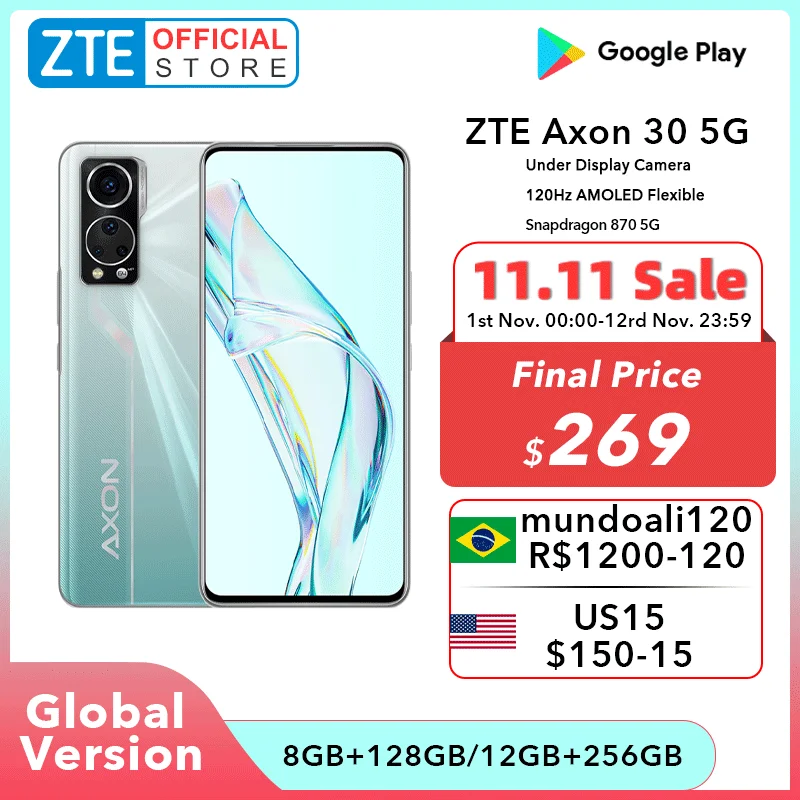 Najtaniej Globalna Wersja ZTE Axon 30 5G Pod Kamerą Ekranową Smartphone 8GB 128GB Snapdragon 870 6.92 ''120Hz Wyświetlacz AMOLED 65W FastCharge Najtaniej Globalna Wersja ZTE Axon 30 5G Pod Kamerą Ekranową Smartphone 8GB 128GB Snapdragon 870 6.92 ''120Hz Wyświetlacz AMOLED 65W FastCharge