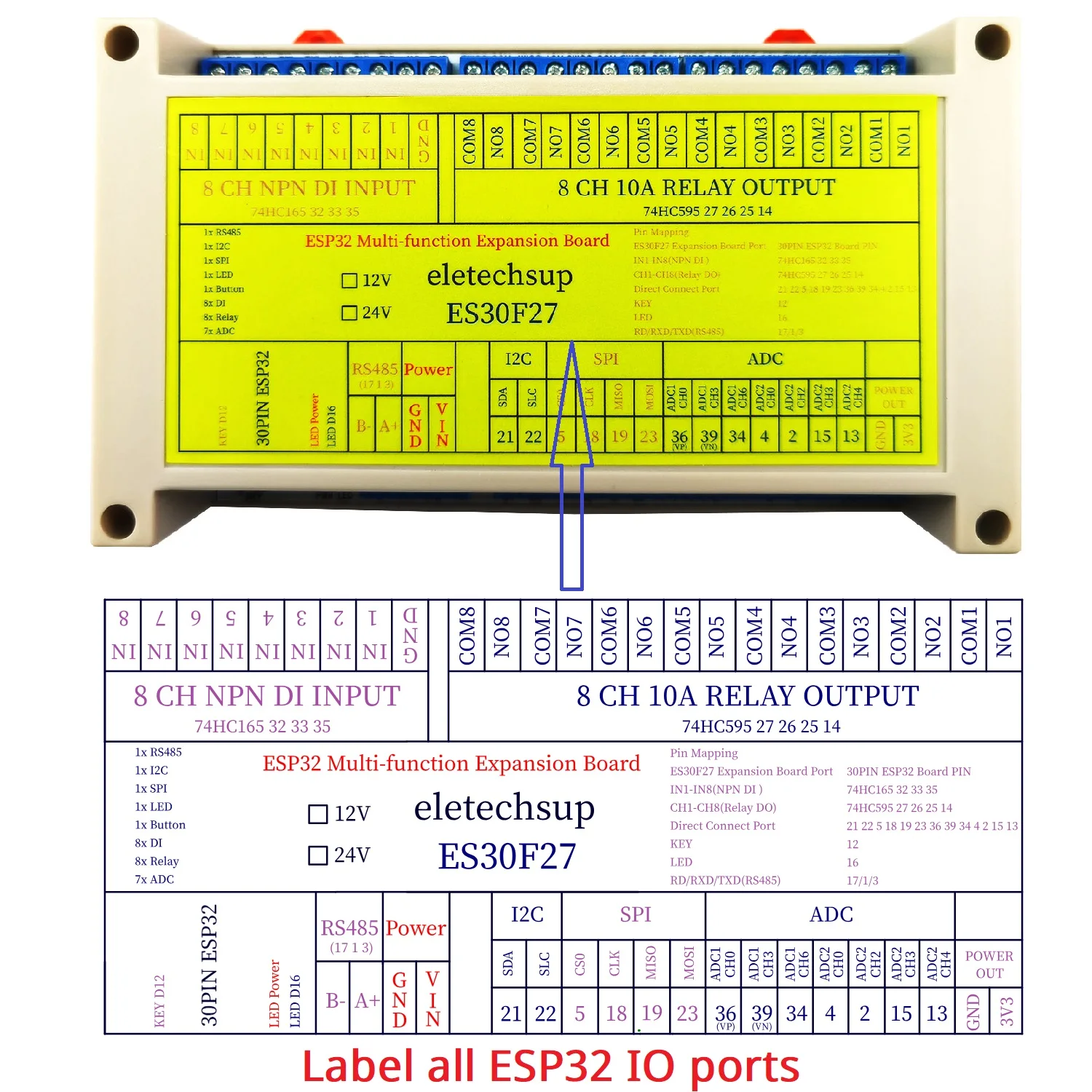 Фото Простая плата разработки ПЛК на базе платы расширения Wi-Fi ESP32 ES30F27 для разработки шины RS485 I2C SPI №4