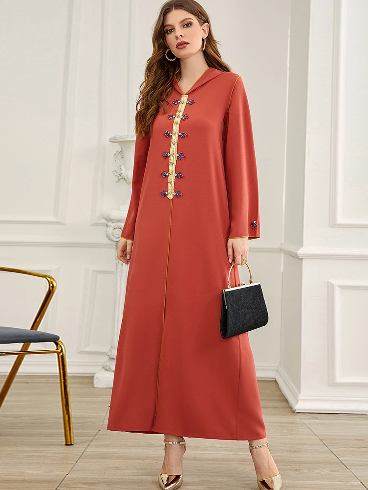 

Ramadan Eid Mubarak Caftan Satin Abaya Dubai Arabic Turkey Islam Muslim Long Dress Hooded Women Kaftan Niqab Robe Djellaba Femme