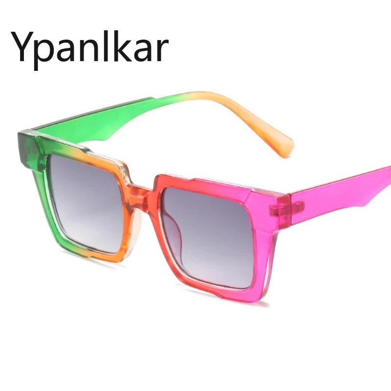 

New Ins Popular Fashion Colorful Square Women Gradient Sunglasses Retro Men Trending Shades UV400