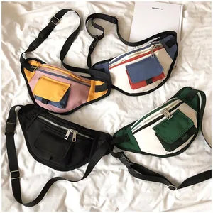 Модная поясная сумка, поясная сумка унисекс, нагрудные сумки в уличном стиле, сумка-банан, сумки на бедрах, Холщовый материал, удобная упаковка, кошелек