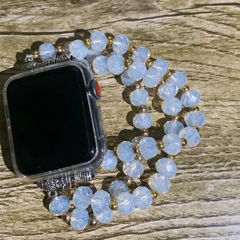 Crystal Beaded Bracelet for Apple Watch 38mm 40mm 41mm42mm44mm45mm, Iwatch SE and Series Ultra 8 7 6 5 4 3 2 1
