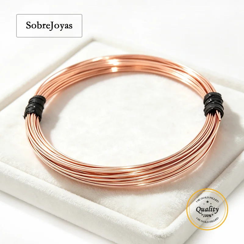 Фото Проволока из розового золота 14K, полужесткая, круглая, длиной 1 метр, для изготовления бижутерии своими руками, оптовая продажа, фурнитура №1