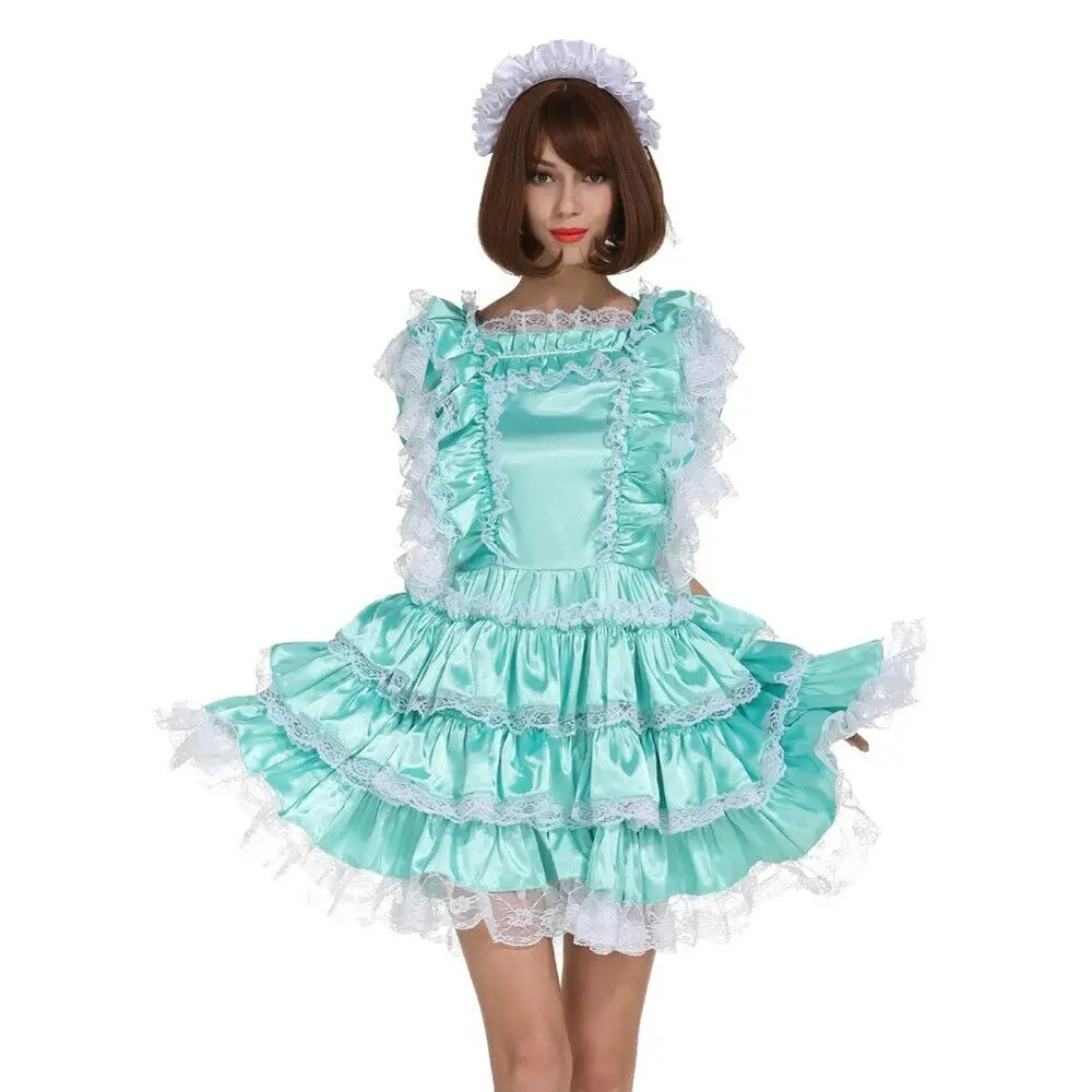 

Sissy Girl Maid Lockable Satin Dress cosplay Uniform Tailor-made