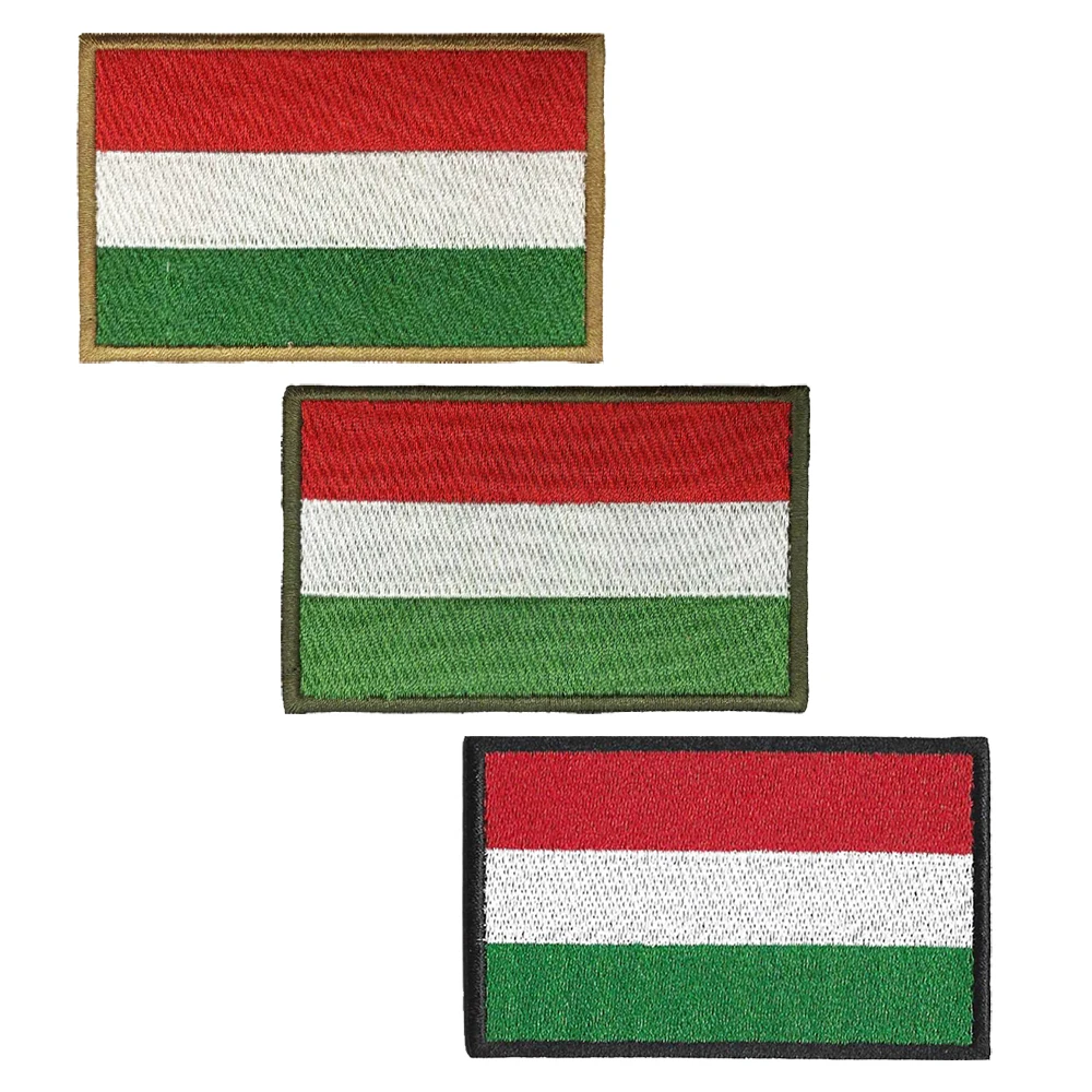 1PC Hungarian Flag Hungary Armband Embroidered Patch Hook & Loop Or Iron On Embroidery  Badge Military Moral Stripe