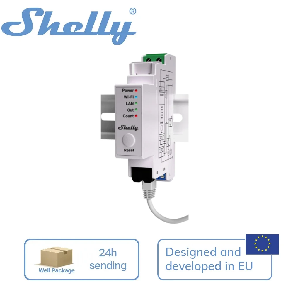 

Shelly Pro EM Wifi DIN Rail Mountable 2 Channel Single Phase Energy Meter Integrated Switch With Dry Contacts Contactor Control