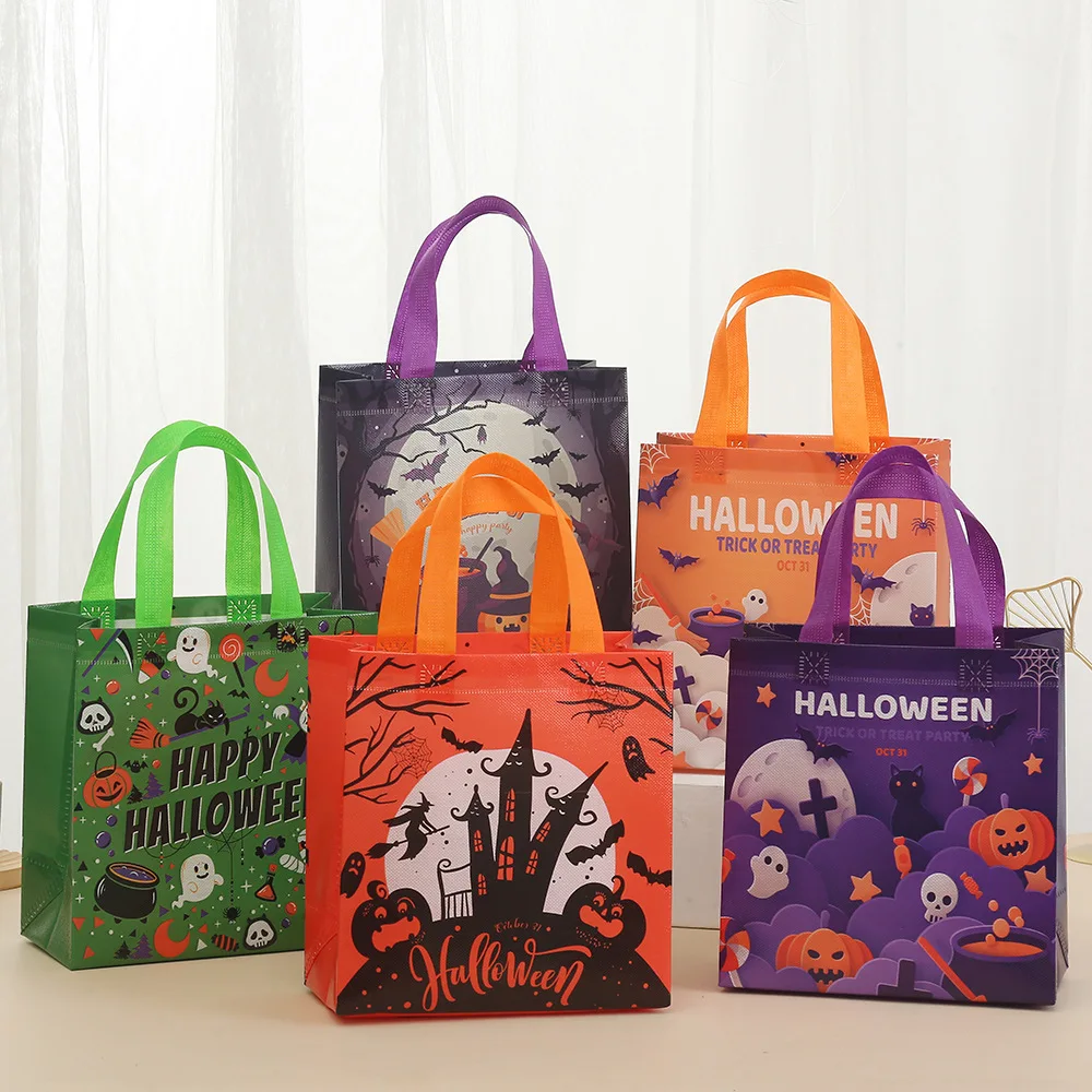 

Wholesale Cartoon Printing Reusable Halloween Tote Bag Non Woven Eco Bag Laminated Shopping Bag
