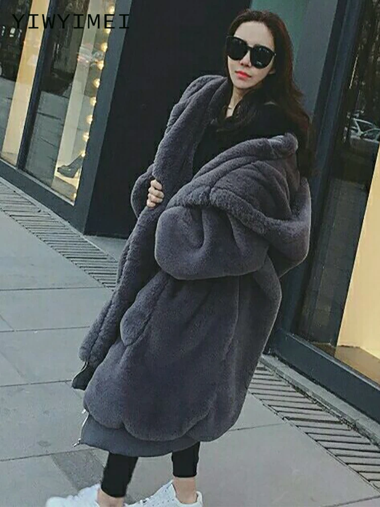 fashion Winter Faux Fur Coat Women Parka Long Warm Faux Fur Jacket Coats Hoodies Loose Winter Coat Outwear Casaco Feminino