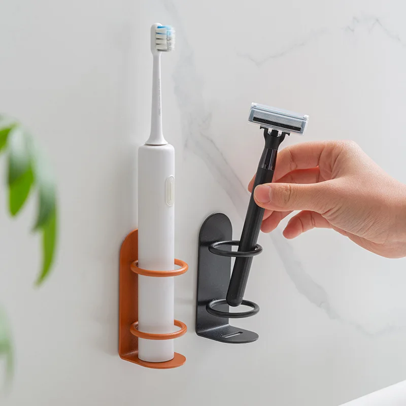 

Electric Toothbrush Wall-Mounted Holder Wrought Punch-free Razor Holder Storage Shelf Toothbrush Organizer Bathroom Supplies