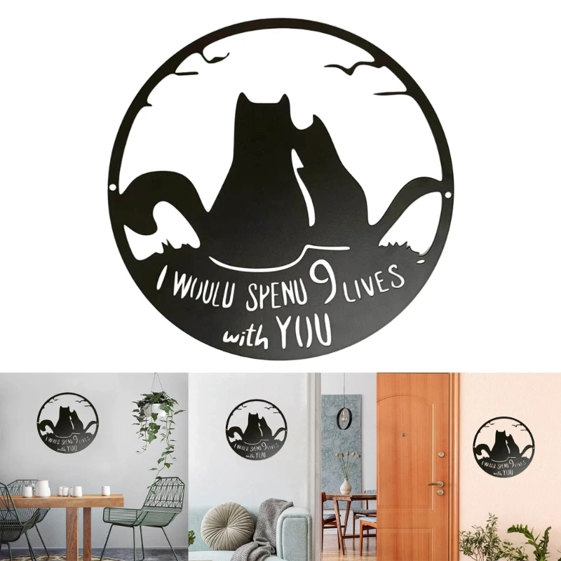 

Тенденция Двойной Кот Декор Стены Ручной Работы Металл Искусство Черная Кошка Настенные Скульптуры Дом