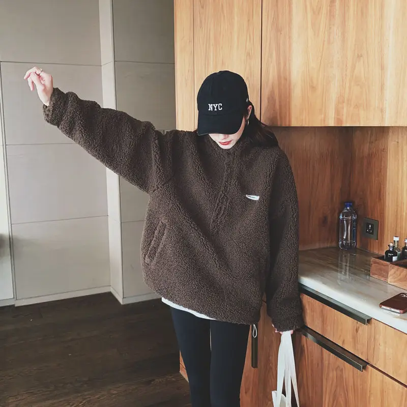 Женское зимнее пальто из овечьей шерсти модель 2022 года полумолния