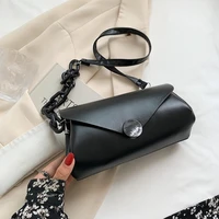 fashion acrylic chain womens shoulder bags simple solid color pu leather female small messenger bag high quality crossbody bags