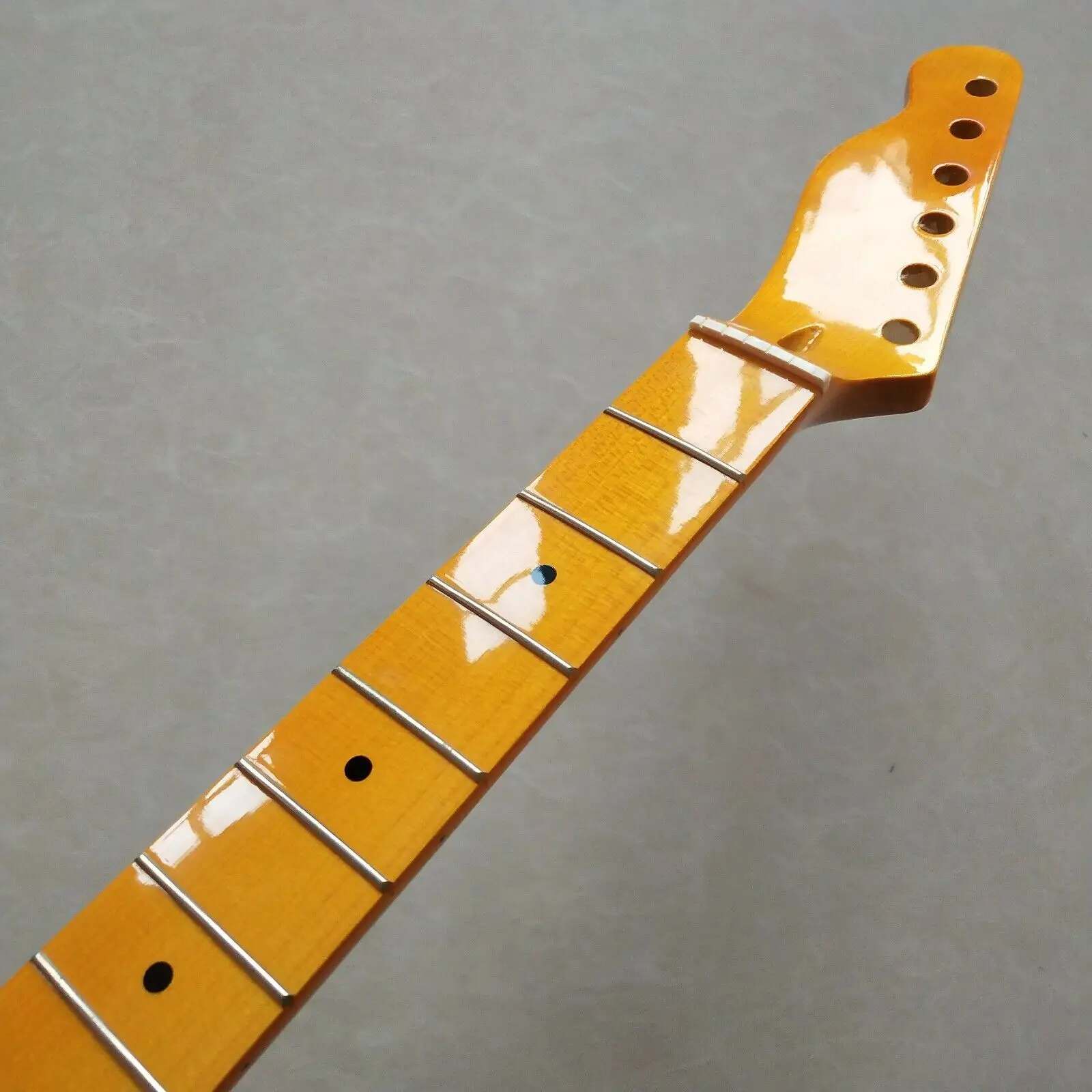 Enlarge Yellow Reverse head 22 Frets Electric Guitar Neck 25.5inch Maple Fretboard Inlay