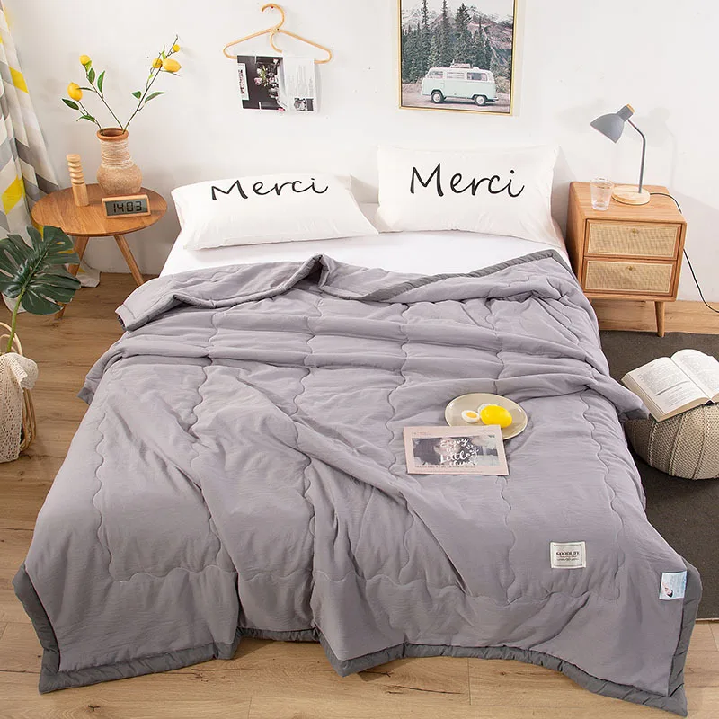 

Summer Cool Quilt Washed Cotton Bedsheet Double Air Conditioner Thin Blankets Comforter Bedspread on The Bed King Size Blanket
