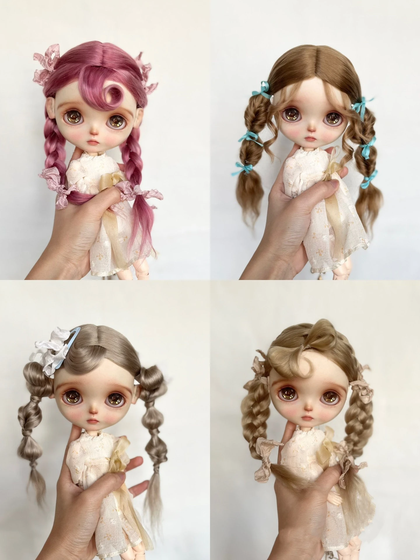 

Doll Wigs for Blythe Qbaby Mohair Double ponytail Microvolumes curls 9-10 inch head circumstance Free Shipping