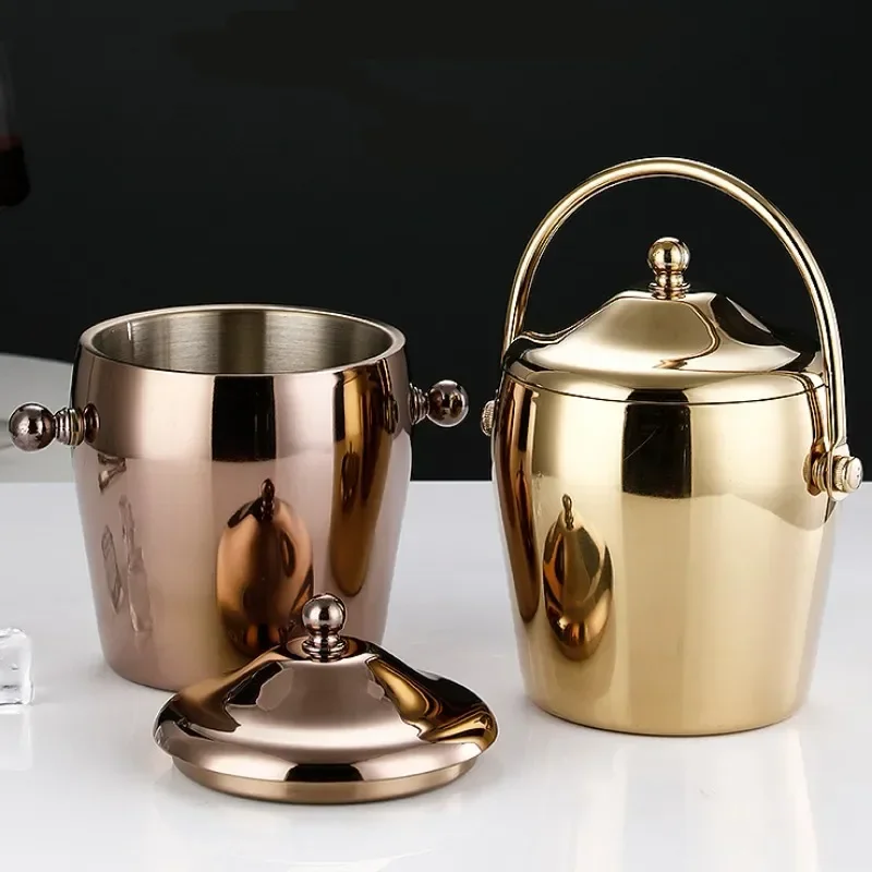 

Wine Creative KTV Bucket Stainless Layers Ice Ice Bar Bucket Bucket Steel Utensils European Beer Double Champagne Bucket Ice