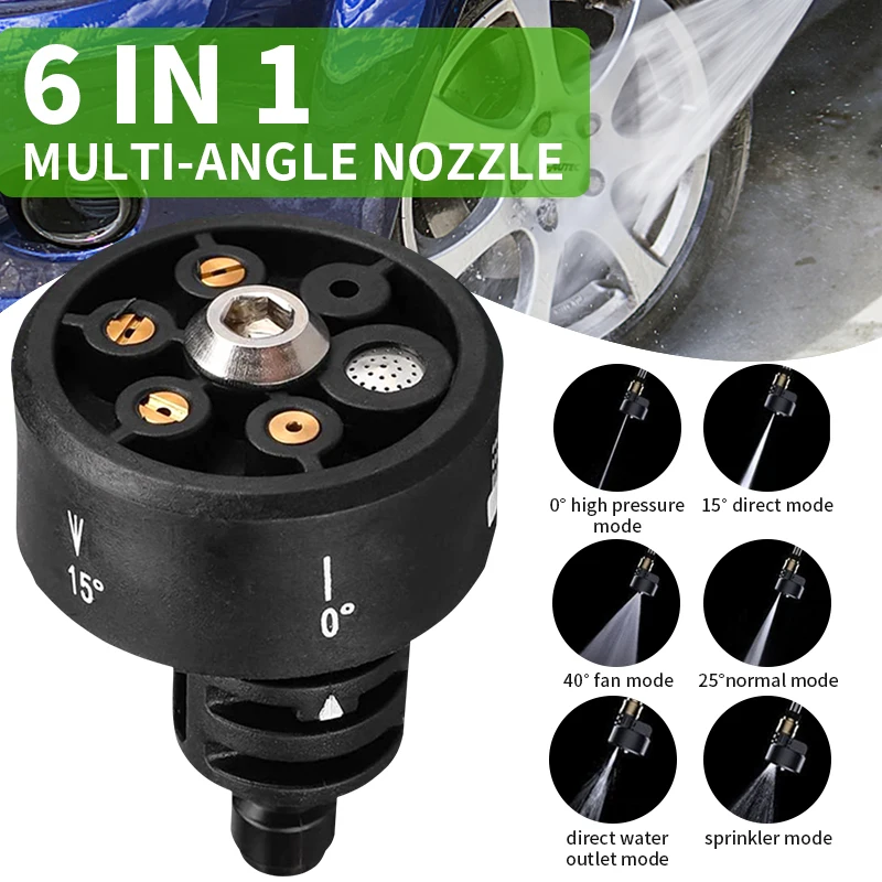 

Plastic 6 in 1 Adjustable Nozzle for 1/4inch High Pressure Cordless Washer Cleaner Water Gun Parts Hose Nozzle